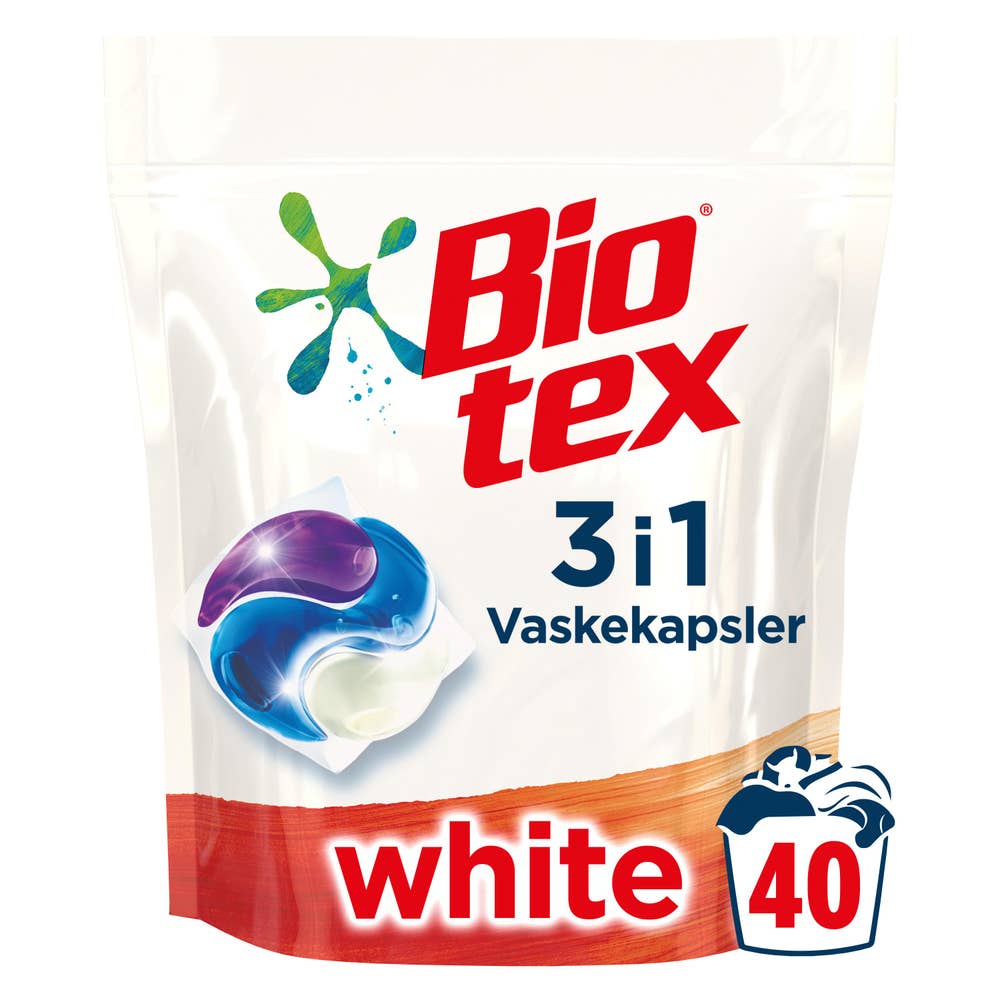 Biotex Bio-tex 3-i-1 kapsler White, 40 stk