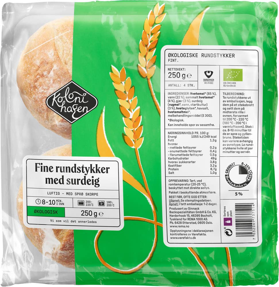 Kolonihagen Rundstykker med surdeig økologisk