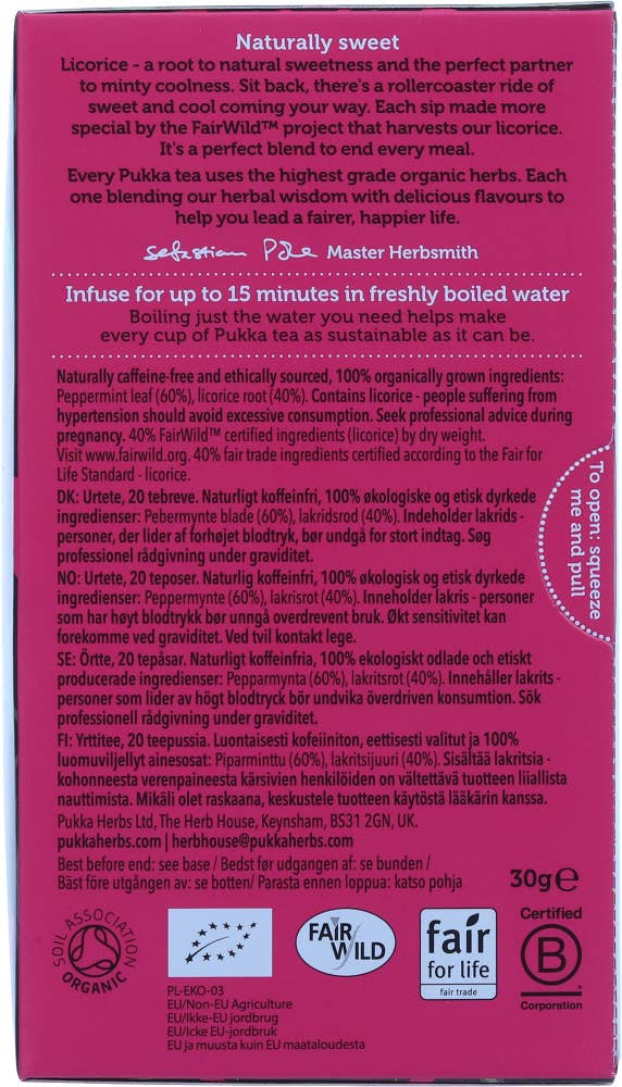 Pukka Peppermint & Licorice Tea 20 teposer