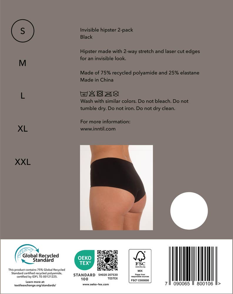 Inntil Sømløs Hipster Sort, str. S