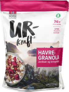 Urkraft Havregranola Jordbær og Bringebær