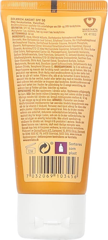 R Fuktighetsgivende ansiktskrem med solfaktor SPF 50