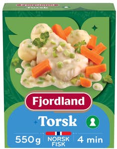 Fjordland Torsk Med purreløksaus, gulrøtter og poteter