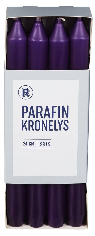 R Lilla kronelys, parafin 24 cm, 8 stk, parafin