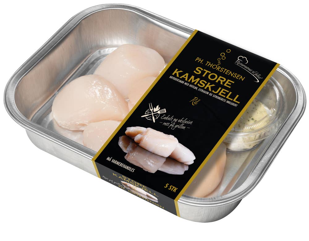 Ph. Thorstensen AS Rå Store kamskjell, 5 Stk Med Kryddersmør