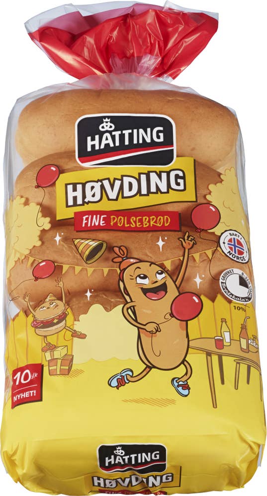 Hatting Høvding Fine Pølsebrød 10 stk