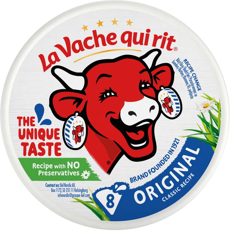 Den Leende ko Smøreost naturell La Vache qui rit, 8 biter