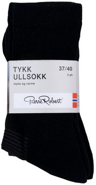Pierre Robert 3x Sokker i tykk ull Sort, Str. 37-40
