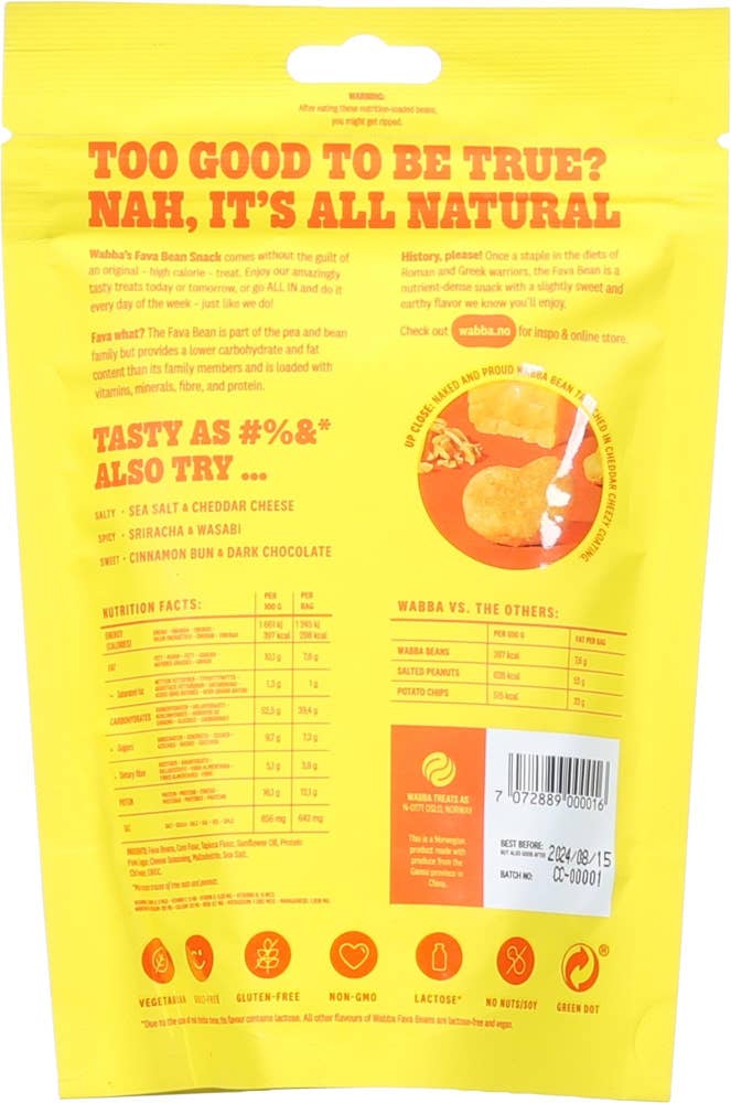 WABBA Bean Snacks Cheddar Cheese