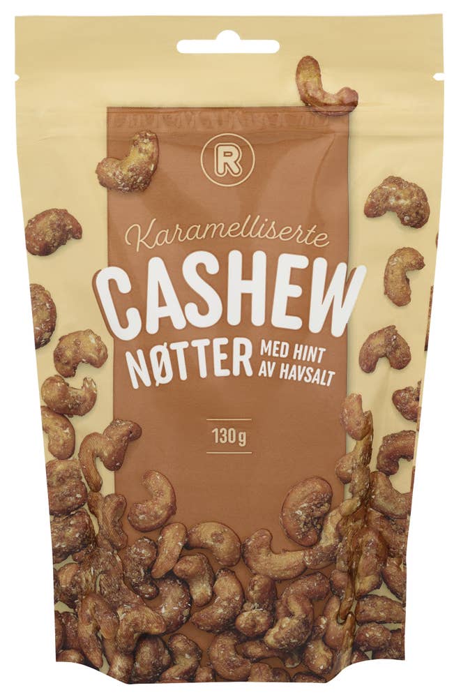 R Karamelliserte cashewnøtter med hint av salt