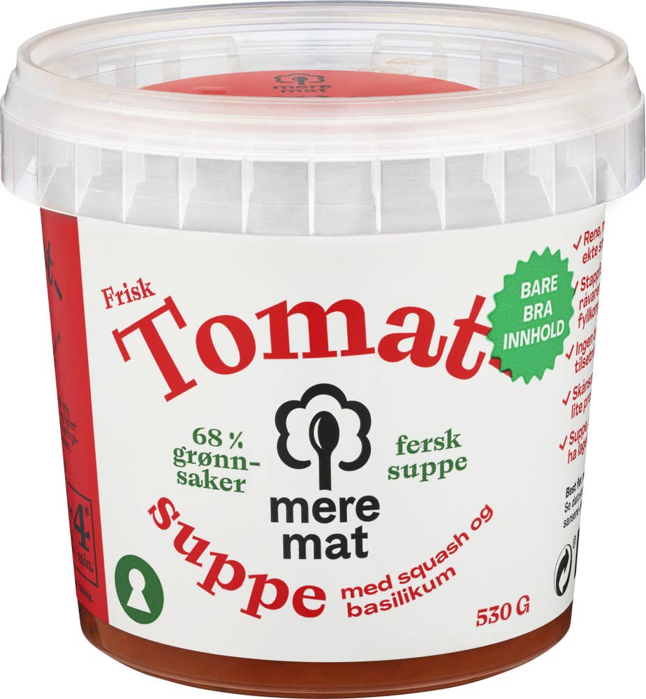 Mere Mat Suppe med tomat, squash og basilikum