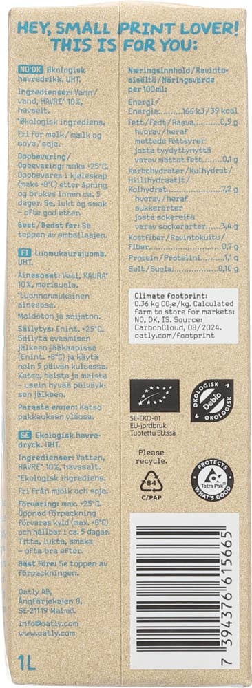 OATLY Økologisk havredrikk