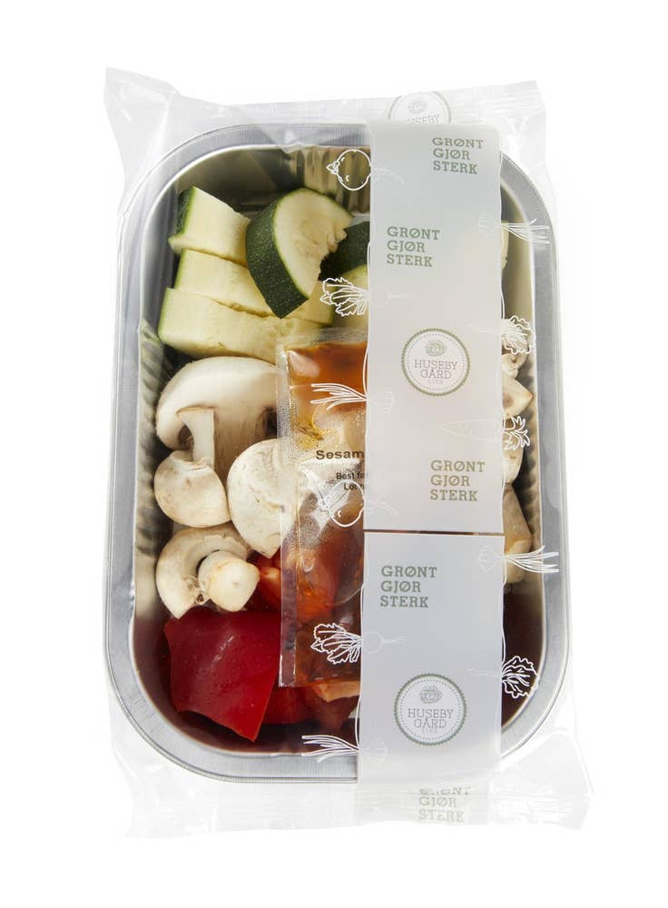 Huseby Gaard Grillklare paprika, champignon og squash Med sesamolje