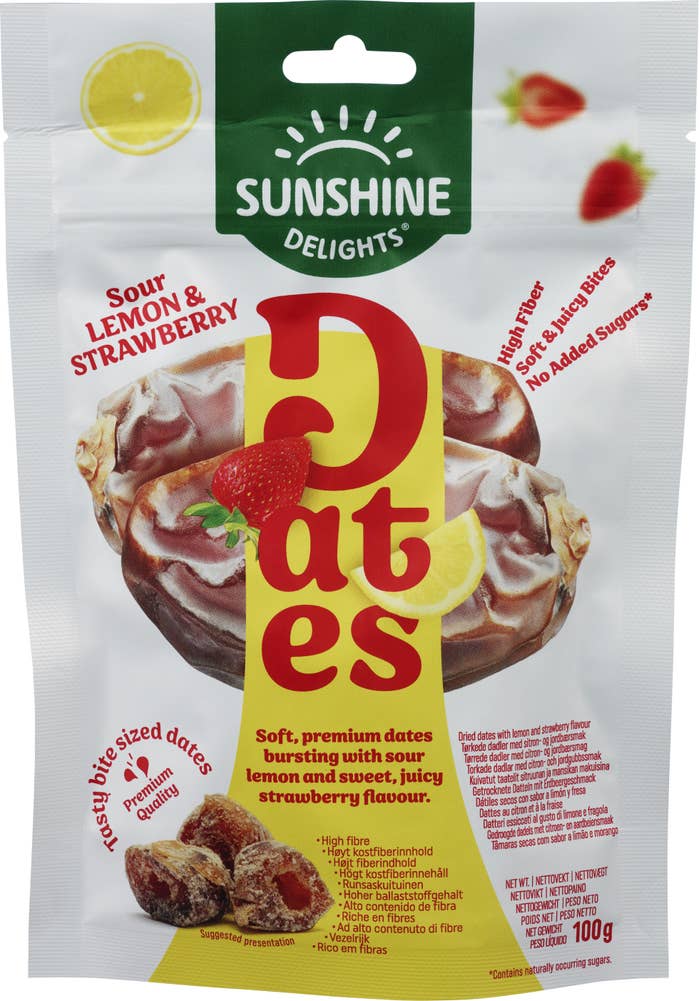 Sunshine Delights Sour Lemon & Strawberry Flavored Dates