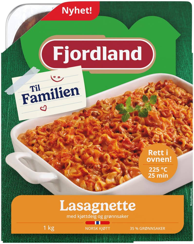 Fjordland Lasagnette til familien Med kjøttdeig og grønnsaker