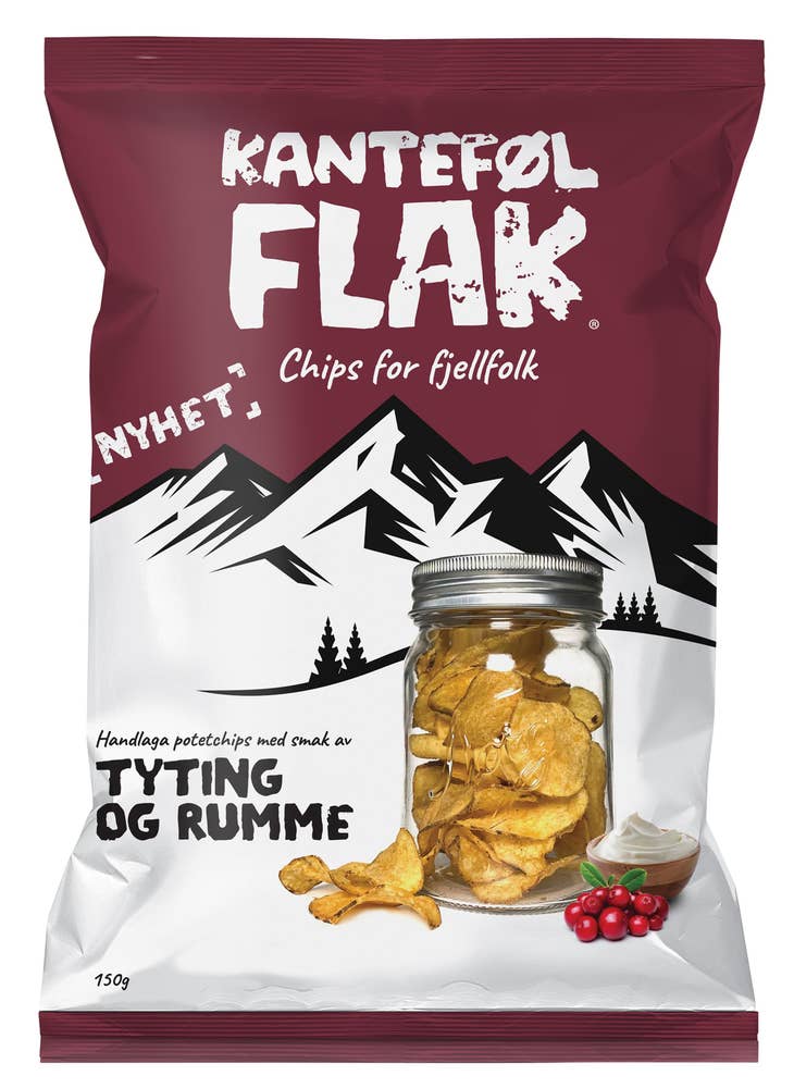Potetchips med tyttebær og rømme 150 g