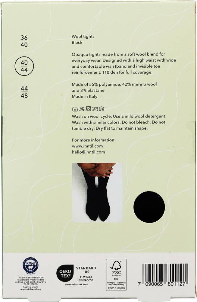 Inntil Ullstrømpebukse Sort, str 40-44