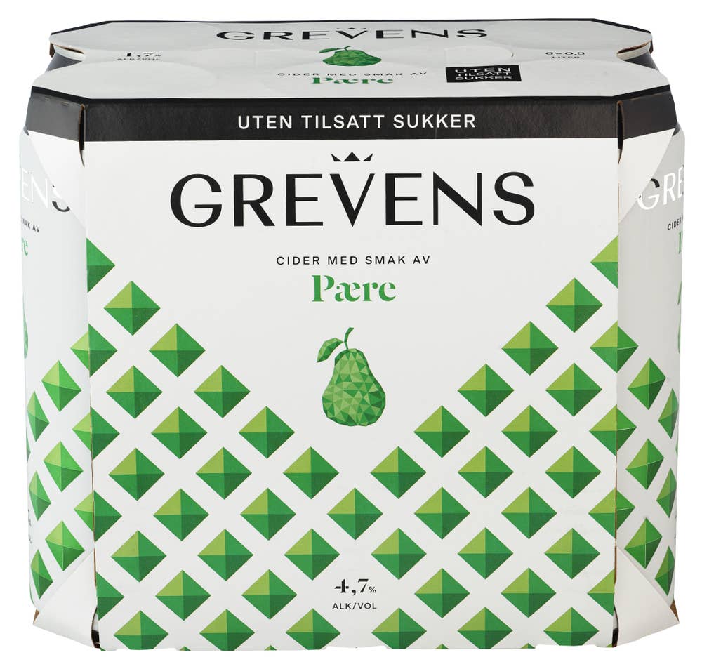 Grevens Cider Pære Uten Tilsatt Sukker 6 x 0,5L
