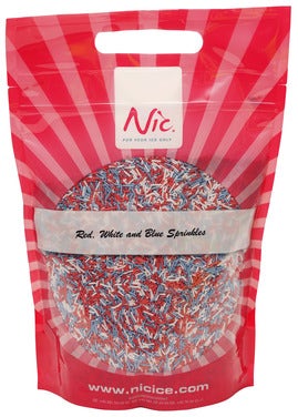Nic Rødt, hvitt og blått strøssel