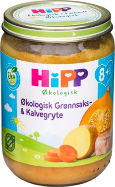 Hipp Grønnsaks- & Kalvegryte Økologisk, fra 8mnd