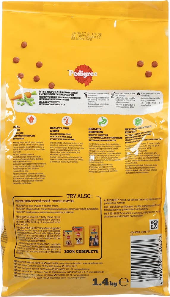 Pedigree Tørrfôr til voksne hunder < 10 kg Med kylling og grønnsaker