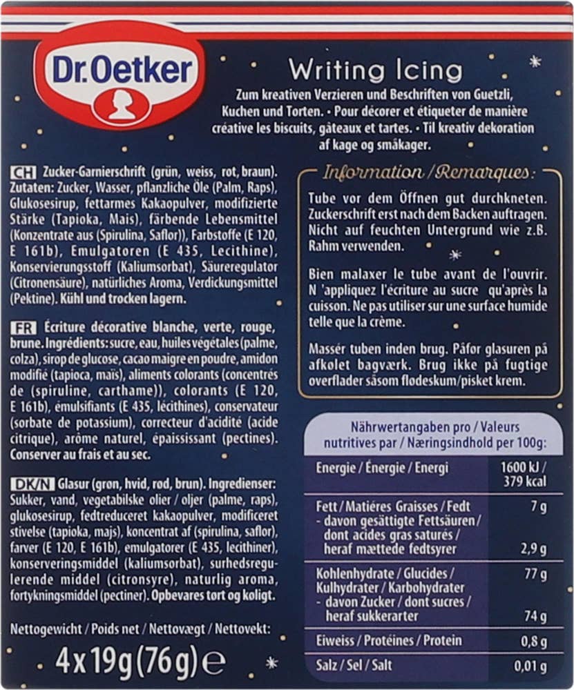 DR. OETKER Taste of Christmas writing icing 4 stk