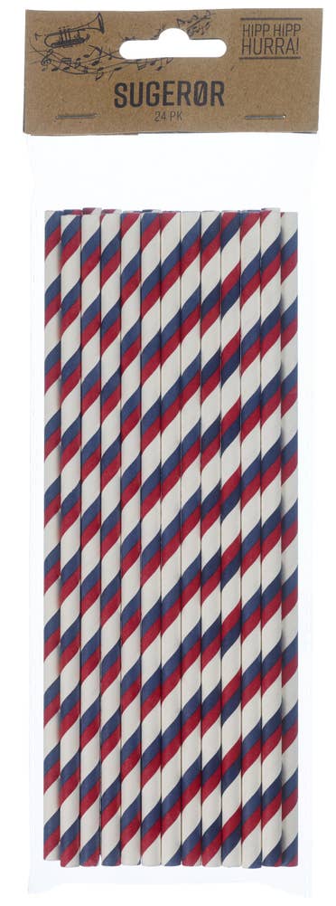 Nordic Season Products As Papirsugerør Rødt, hvit & blått 24 stk