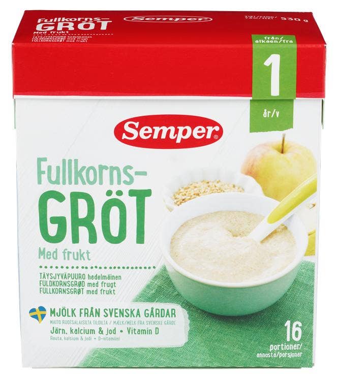 Semper Fullkornsgrøt med Eple & Pære Fra 12 mnd