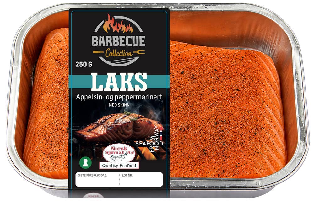 Laksefilet appelsin- og peppermarinert Med skinn