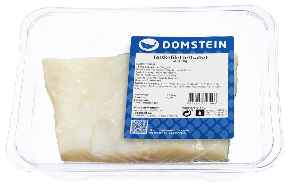 Domstein Torskefilet med skinn Lettsaltet, villfisk