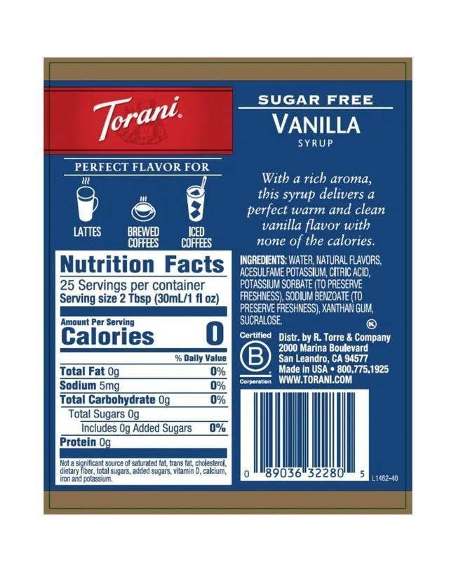 Torani Sukkerfri vaniljesirup