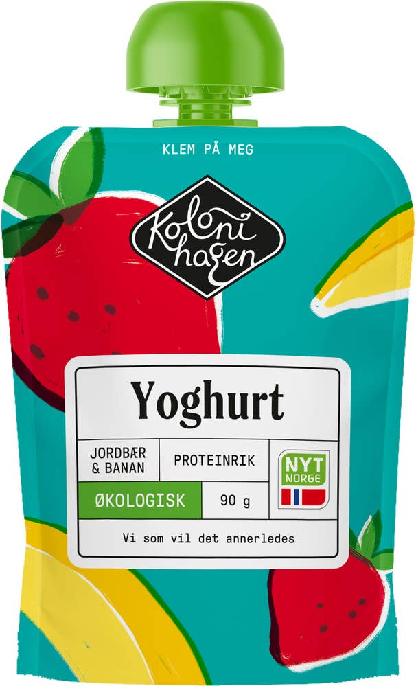 Økologisk yoghurt med jordbær & banan 90 g