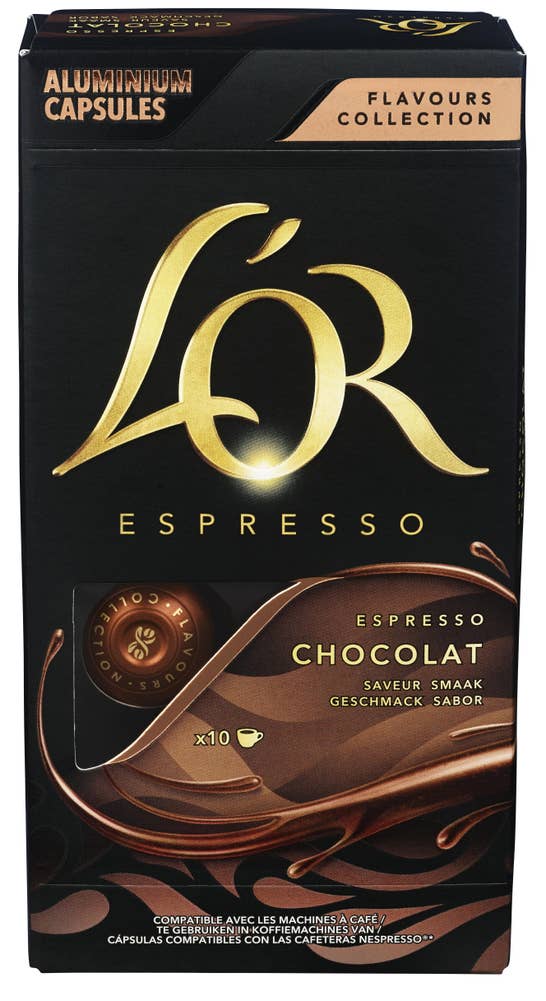 L'Or Espresso Flavoured sjokolade Kaffekapsler, 10 stk