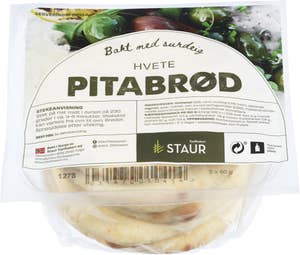 Staur Fjellbakeri Pitabrød hvete, ca 15 cm 5 stk
