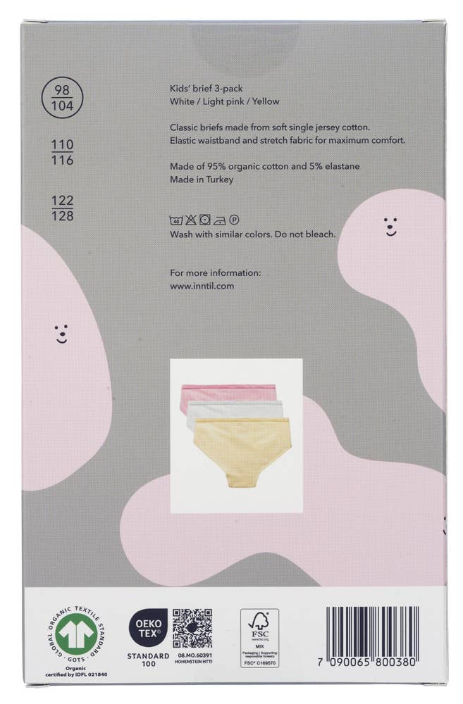 Inntil Truser Tre farger, barn str. 98-104