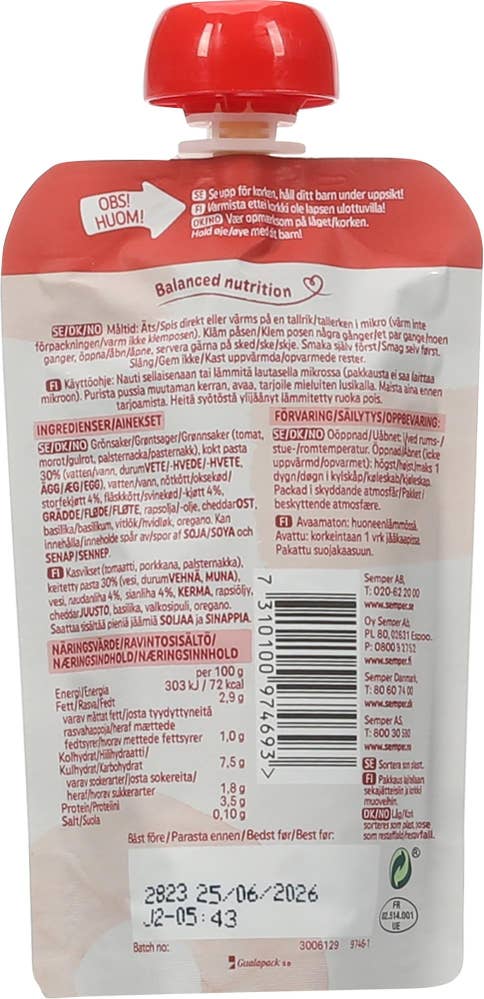 Semper Spiseklar lasagne Fra 6 mnd