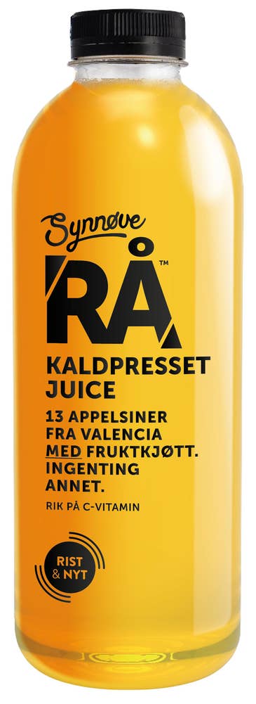 Rå Kaldpresset Appelsinjuice Med fruktkjøtt