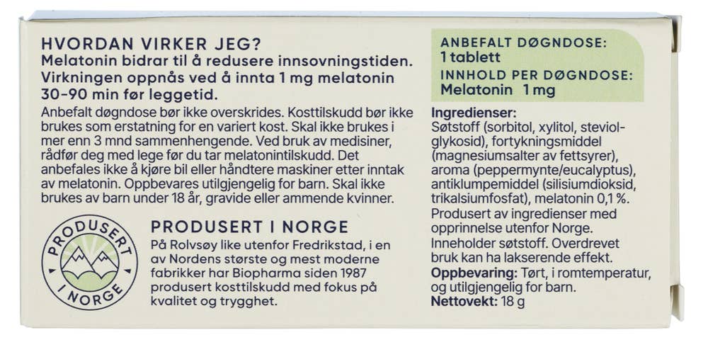 Biopharma Melatonin tyggetabletter 20 stk