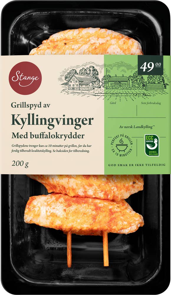 Stange Grillspyd med kyllingvinger buffalo