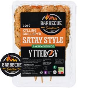 Ytterøy Grillspyd av kyllingfilet satay Rå, Saktevoksende kylling
