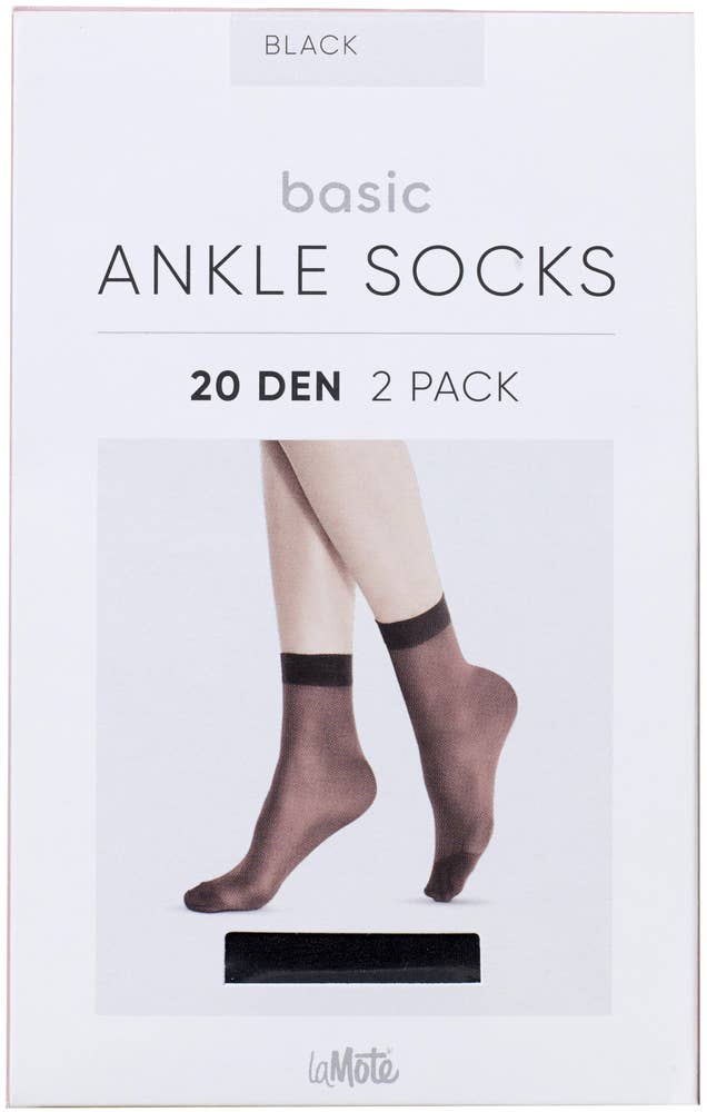 La Mote 2x Ankelsokker 20D Sort, Str. 36-41