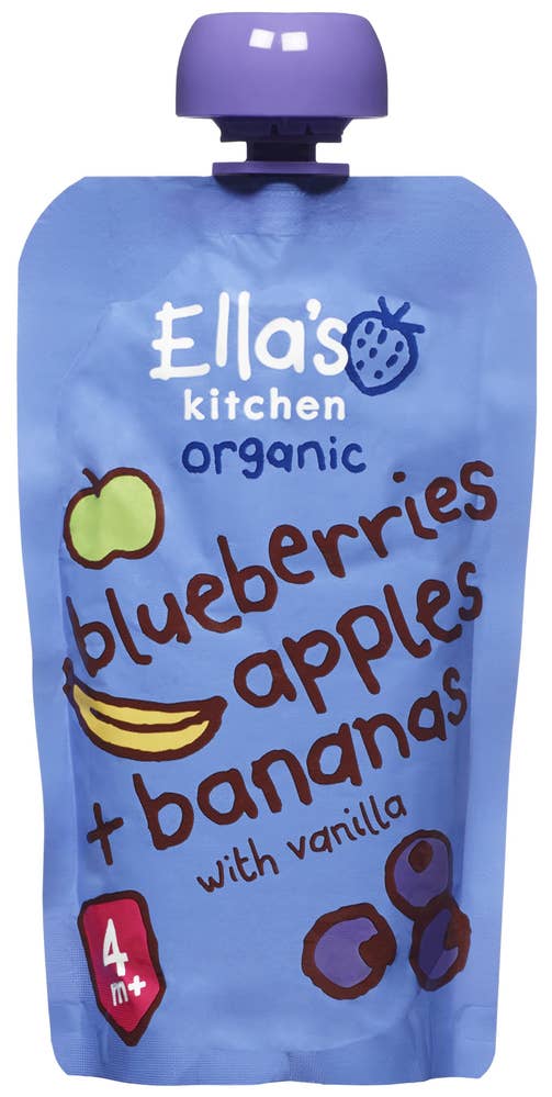 Ellas Blåbær, Eple + Banan med Vanilje Fra 4 mnd, Økologisk