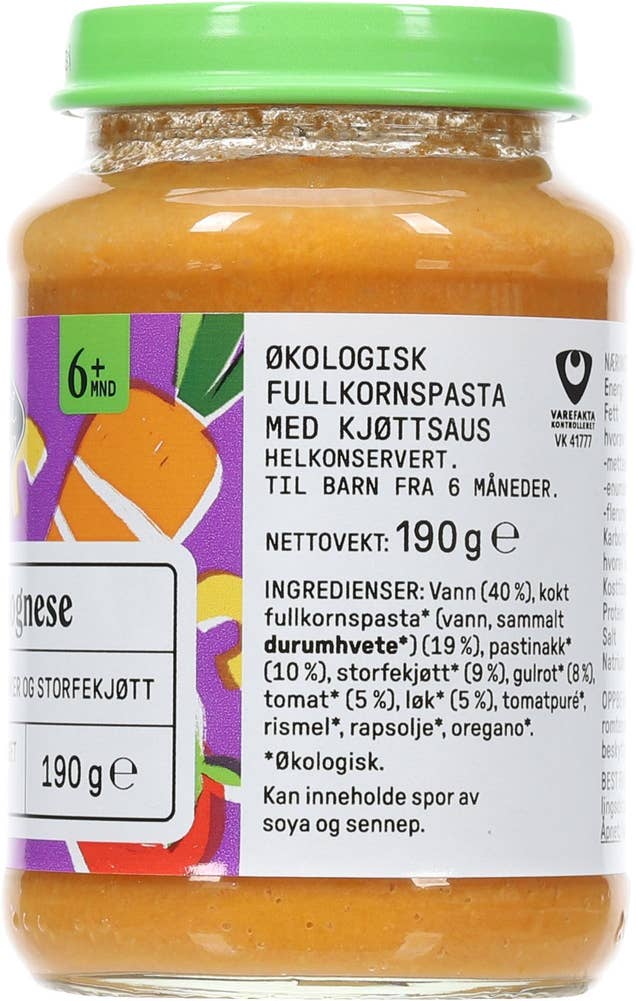 Kolonihagen Pasta bolognese Fra 6 mnd