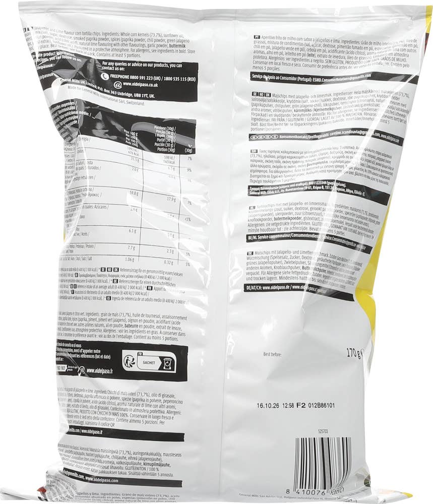 Old El Paso Tortilla Chips Jalapeno & Lime