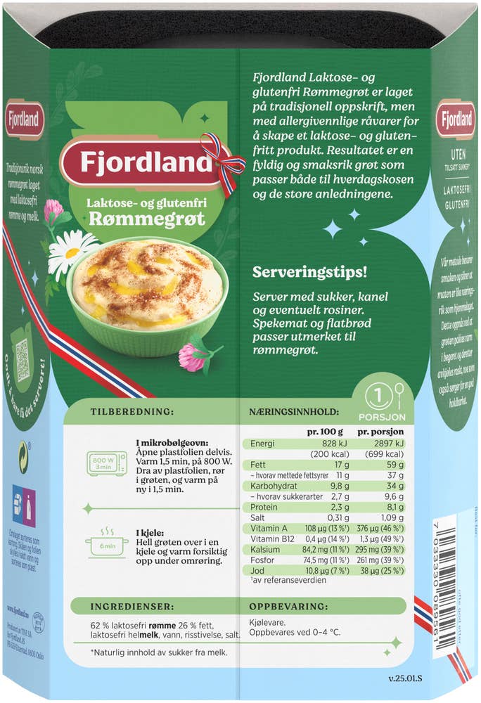 Fjordland Laktose-og glutenfri rømmegrøt
