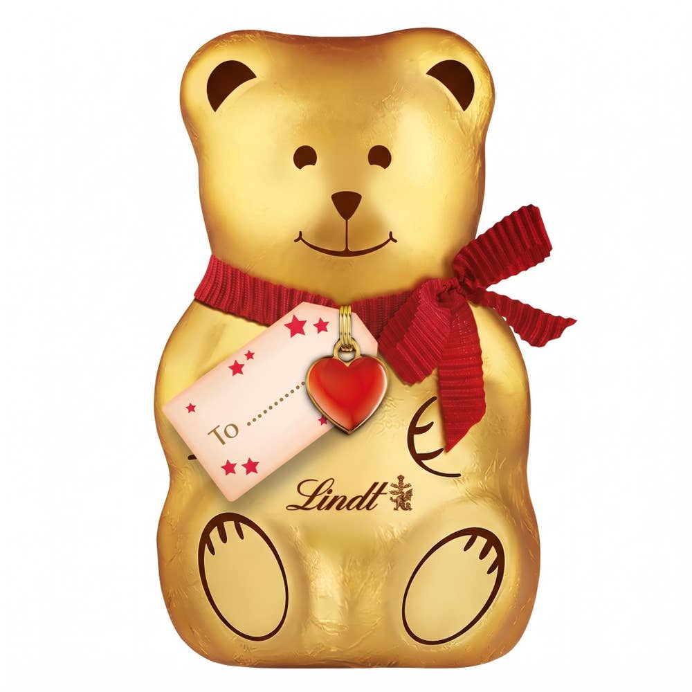 Lindt Teddy i melkeskjokolade Ass. vare, med merkelapp