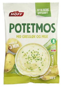 Potetmos med gressløk og melk