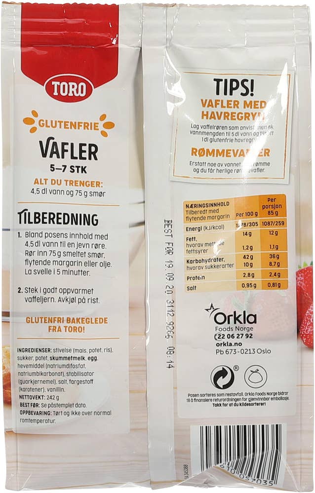 Toro Glutenfri vaffelmiks