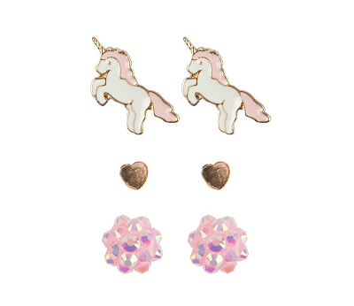 Sprell Øredobber Enhjørning, hjerte og juvel