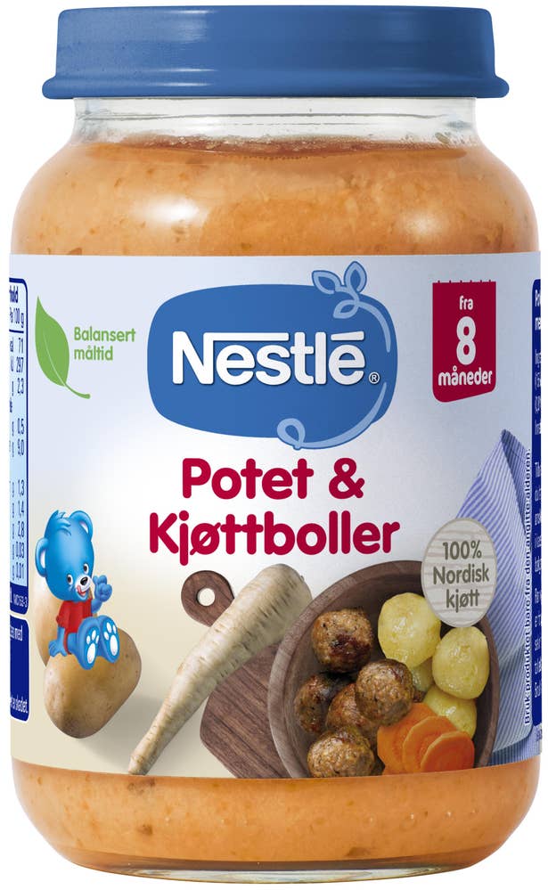 Økologisk middagsglass potet & kjøttboller Fra 8 mnd, 190 g